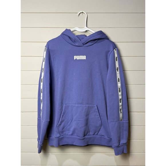 Puma Tops - Puma Women's XL Logo Tape Hoodie‎ Purple Athleisure Streetwear Pullover New